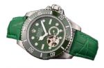 Replica Swiss Rolex Submariner Tourbillon Green Leather Watch - 2016 New
